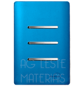 Conjunto Interruptor Triplo 2 Simples + 1 Paralelo  - Novara Especiais Azul Fosco